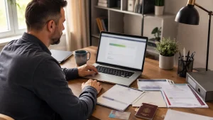 Adult applying online for a government-funded training course in the UK.
