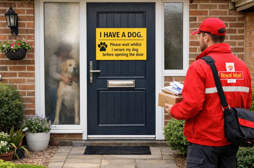 royal mail dog warning sign